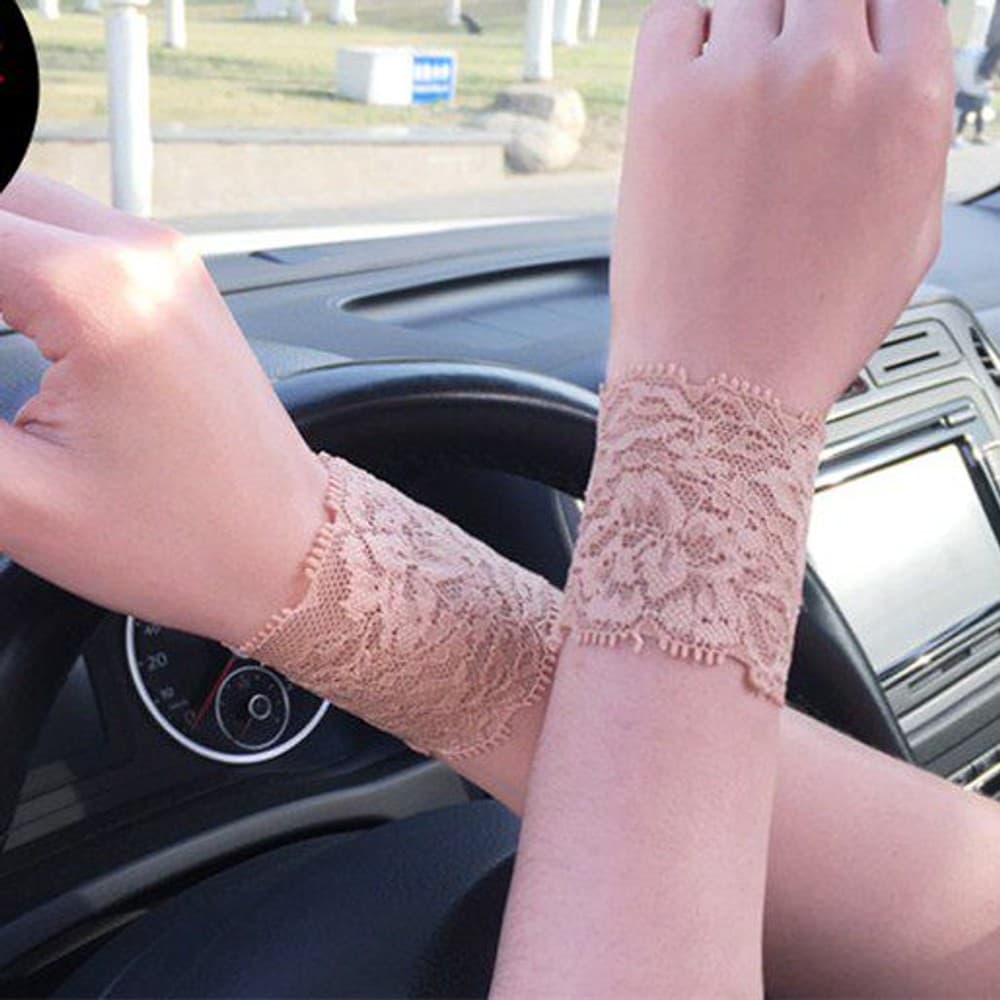 여성 레이스 손목 토시 타투 가림 얇은 망사 팔 슬리브  S  길이 6cm 강황 레이스