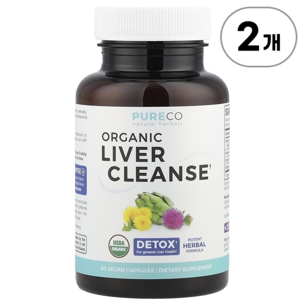 퓨어 코 오가닉 리버 클렌즈(간 세척) Pure Co. Organic Liver Cleanse 60정  2개