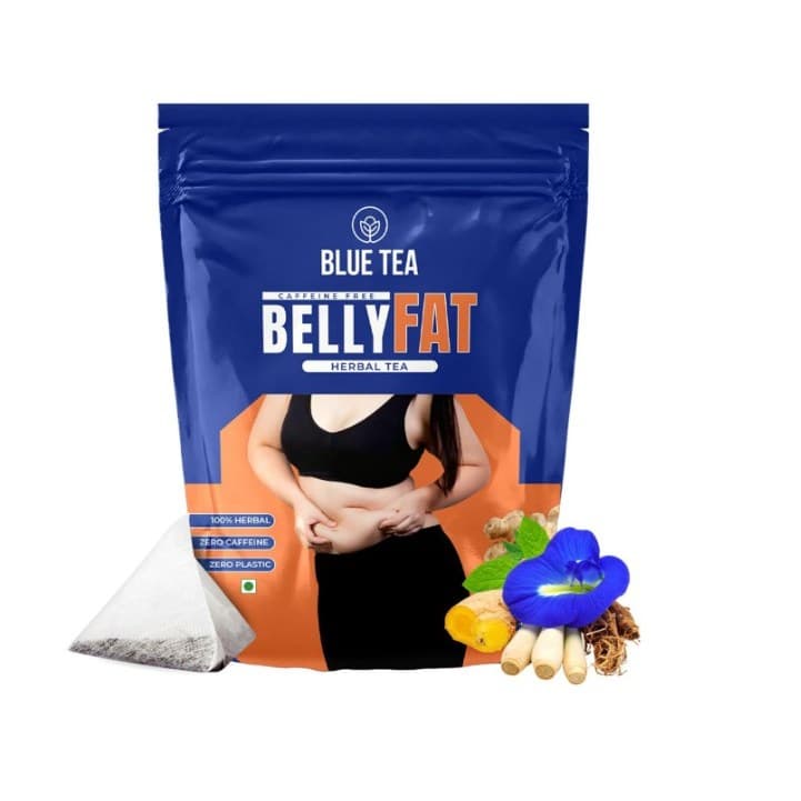 BLUE TEA - Belly Tea 30 Tea Bags Pyramid Plant Based | Caffeine Free Herbal Tea Sugar Free  1개