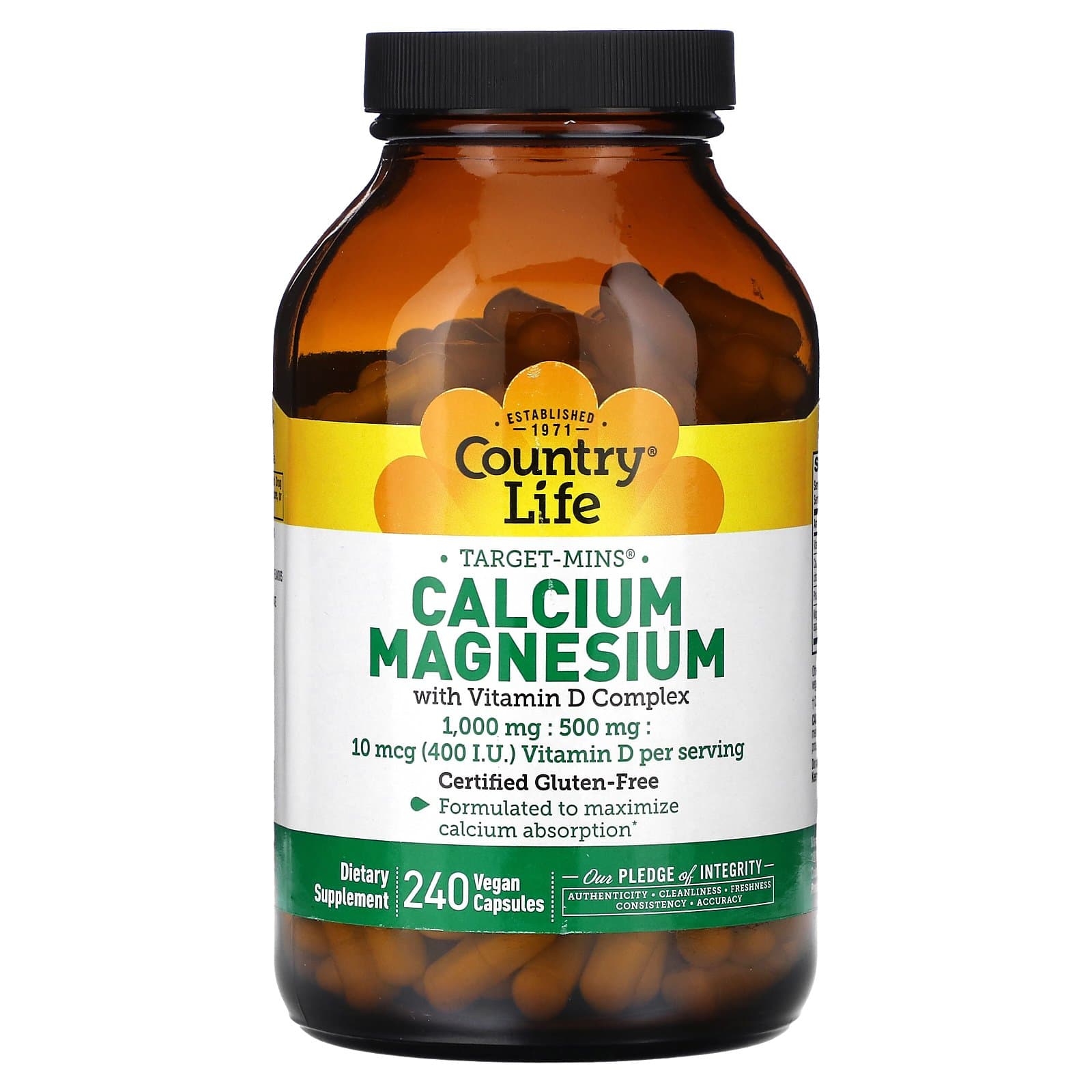 Country Life Target-Mins Calcium Magnesium with Vitamin D Complex 240 Vegan Capsules  240 Count  1개