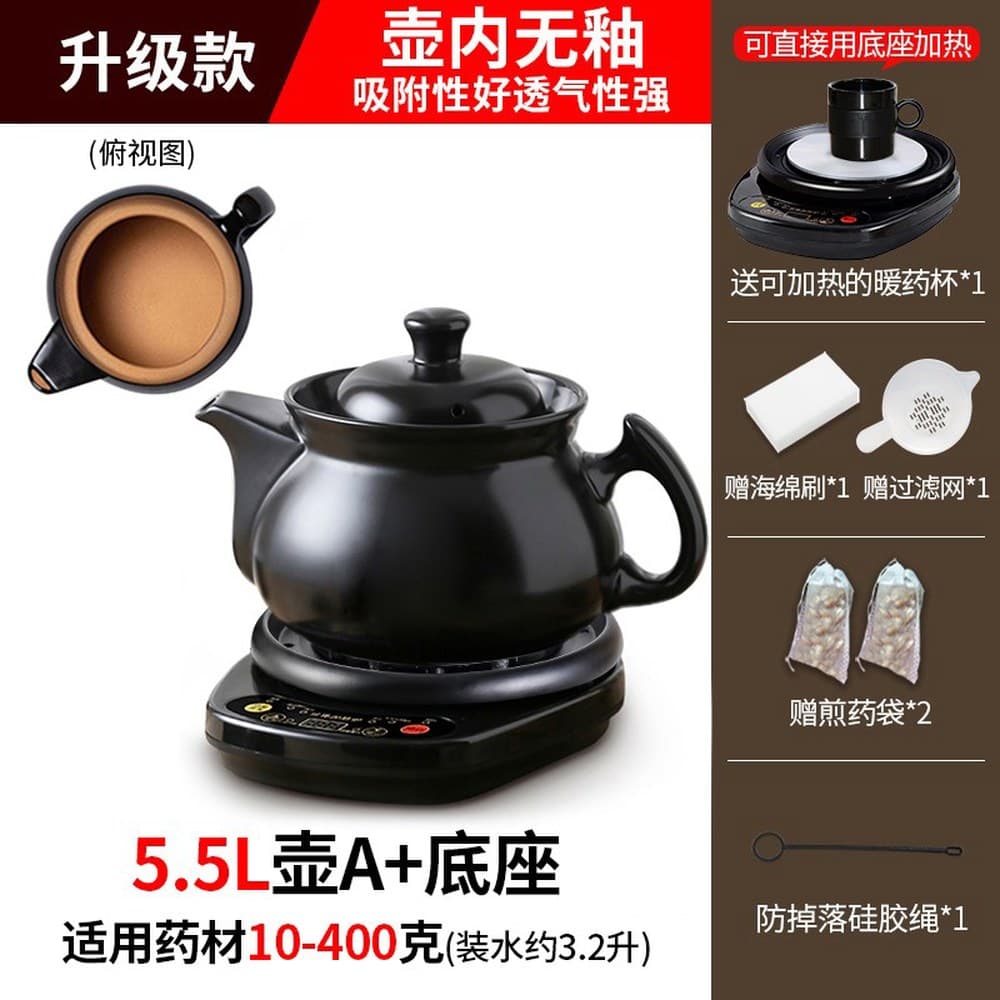가정용약탕기 9 5L 홍삼제조기 달임기 홍차 1 8L 중탕 전기탕약기 4L 업소용 포트  5  업그레이드 내 유약없음 5 5L포트A 블랙베이스A