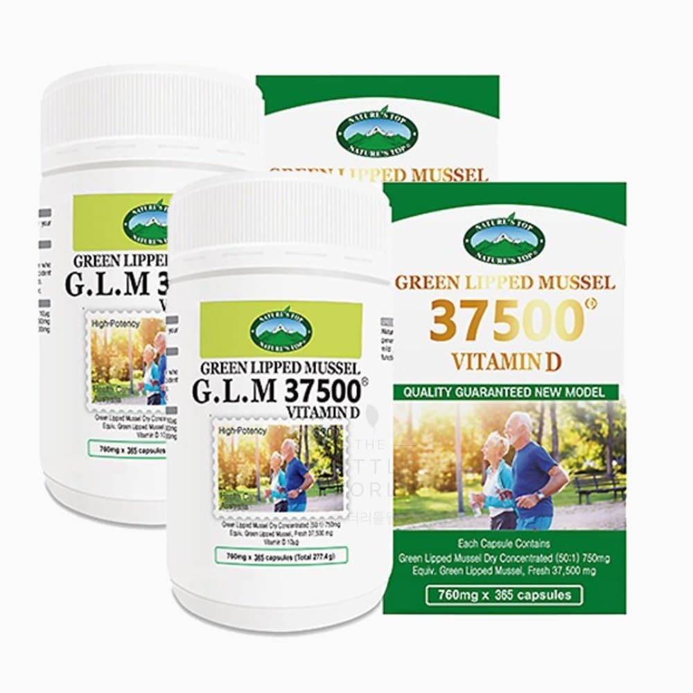 네이쳐스탑 뉴질랜드 초록입홍합 37500 비타민D 초록잎 그린머슬 관절튼튼 리프리놀  2개  365정