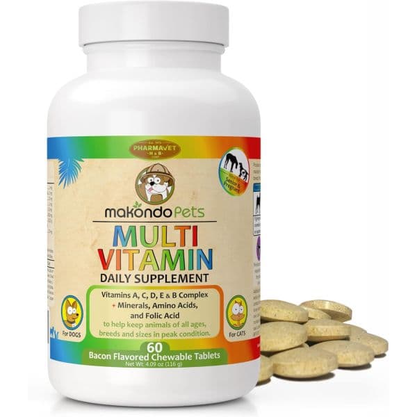 강아지 종합 영양제 멀티비타민 멀티케어 개 비타민 엽산 미네랄 아미노산이 함유된 개와 고양이 위 비타민. 임산부 모유 신생아 반려동물에게 이상적입니다 시니어 반려견 완벽  60 T