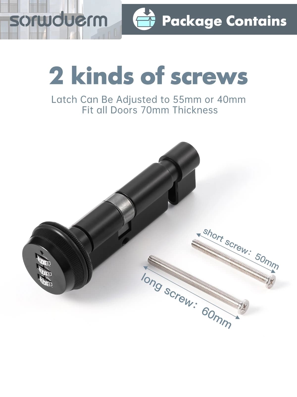 아연 합금 실내 도어 잠금 장치 스마트 디지털 비밀번호 키 침실 주방 욕실 보관실 아파트  01 70MM  01 Black