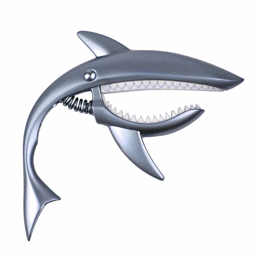 쿠쿠스토어 금속 상어 기타 카포 고품질 아연 퀵 체인지 클립 베이스 브릿지 현악기 액세서리  01 Matte Silver