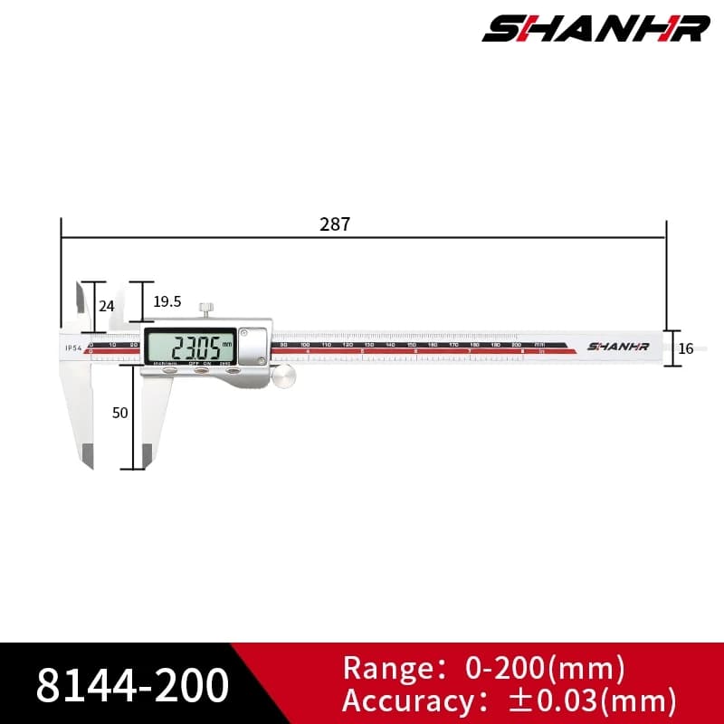 SHANHR 아연 합금 버니어 디지털 캘리퍼스 스테인리스 스틸 6인치/150mm IP54 마이크로미터 대형 LCD 화면  03 SHANHR-8144-200