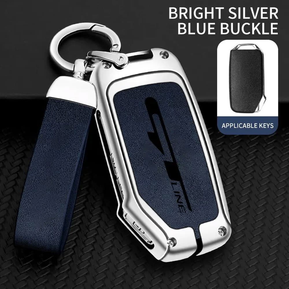 아연 합금 버튼 GT 라인 자동차 원격 케이스 FORTE SELTOS K3 K5 GE SOUL FOR LINE 커버  A Style Silver Blue