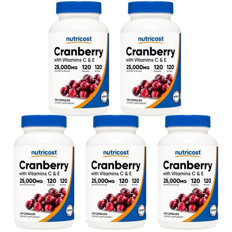 뉴트리코스트 크랜베리 25000mg 비타민 C E 120정  5개