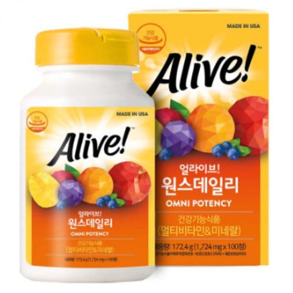 100일분 얼라이브원스데일리 멀티 종합 온가족 비타민 수입 100정  1개