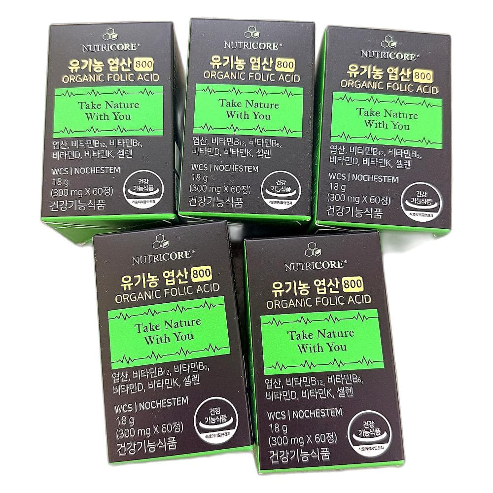 유기농 엽산 800 임산부 영양제 60정 5개  1개