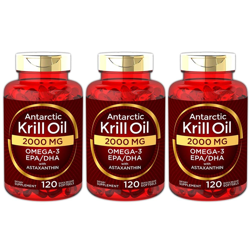 칼라일 Antarctic 크릴 오일 2000mg 오메가3 EPA DHA &amp; 아스타잔틴 필수지방산 소프트젤 120개입 3병  3개  120정