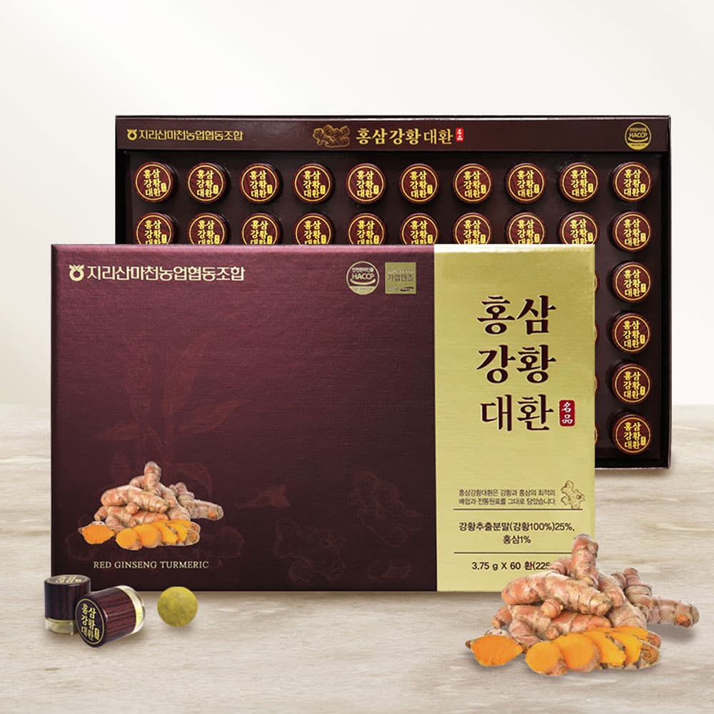 지리산마천농협 홍삼강황대환 3.75g x 60환 홍삼 추석 설 명절 선물세트  1박스  60정