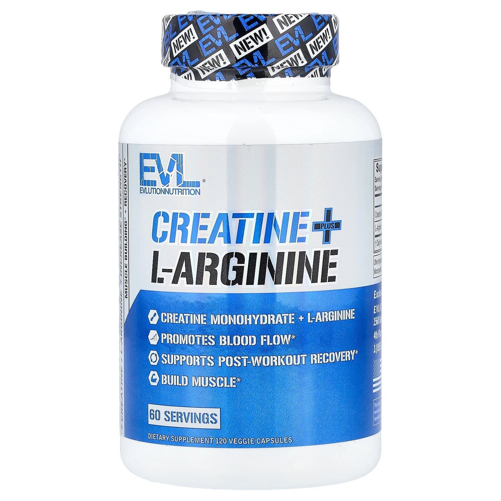 EVLution Nutrition Creatine Plus L-Arginine 120 Veggie Capsules  EVLution Nutrition  Creatine P