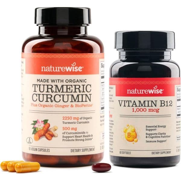 NatureWise Curcumin Turmeric 2250mg &amp; Vitamin B12 1000mcg Softgels Joint Support Energy Levels 60  N