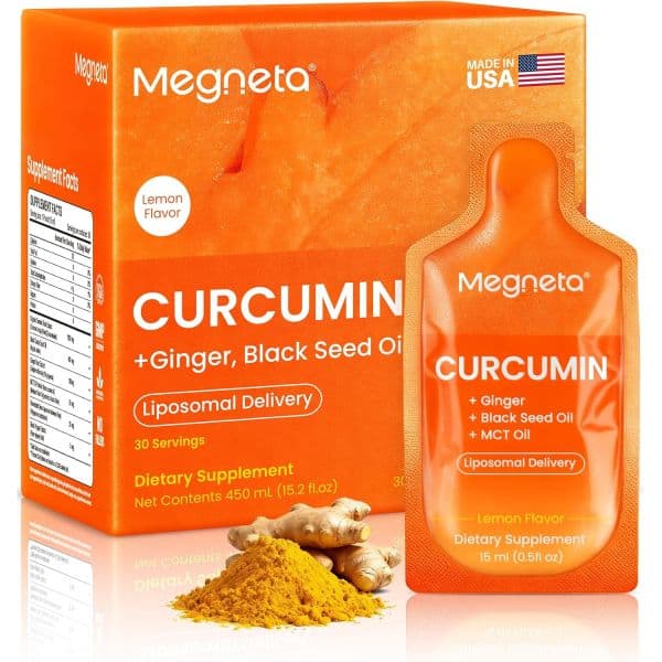 Liposomal Turmeric Curcumin Ginger Liquid Supplement– Extra Strength with Black Seed Oil MCT&amp; Res  L