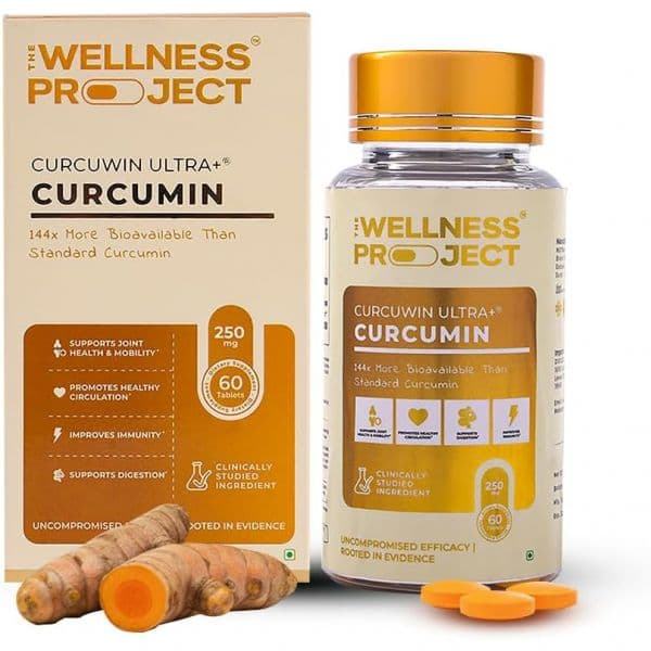 The Wellness Project Turmeric Curcumin with Curcuwin Ultra+ 250mg | Supports Joint Muscle &amp; Lung  60