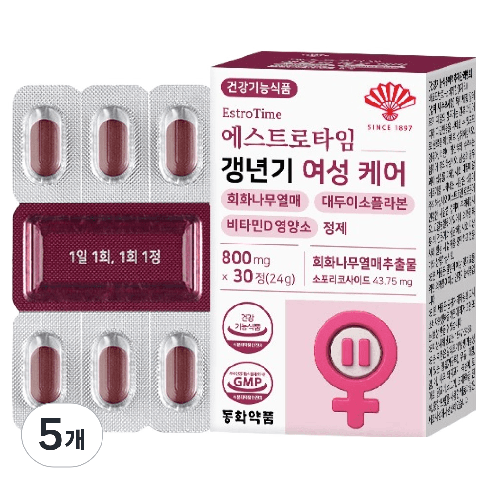 동화약품 에스트로타임 갱년기 여성 케어 회화나무열매 대두이소플라본 비타민D 영양제
