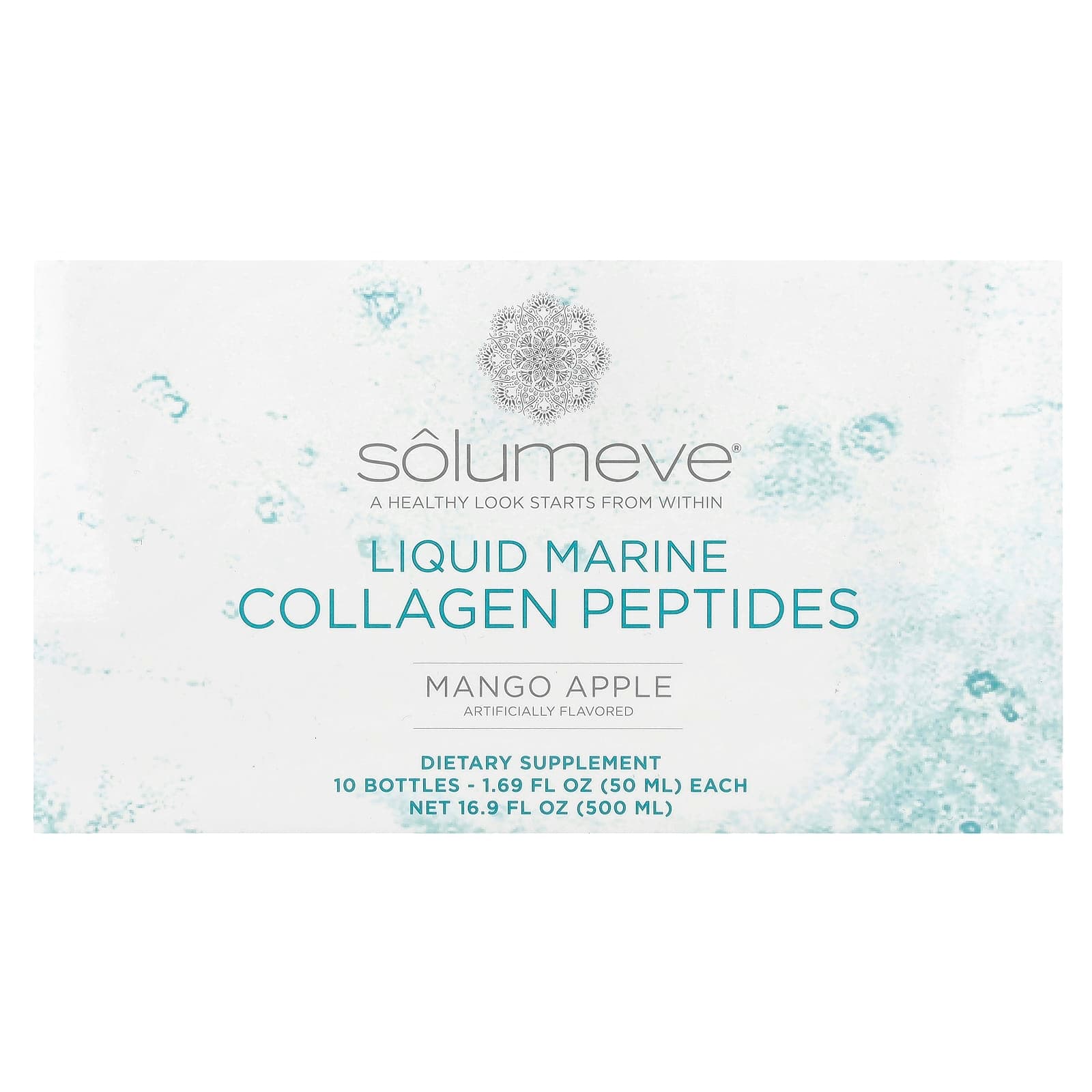 Solumeve 에이지리스 뷰티 글루코사민 함유 액상 해양 콜라겐 관절 및 결합 조직 지원 망고 사과 맛 10병 병당 50ml(1.69fl oz)  Solumeve에이지리스뷰티글루