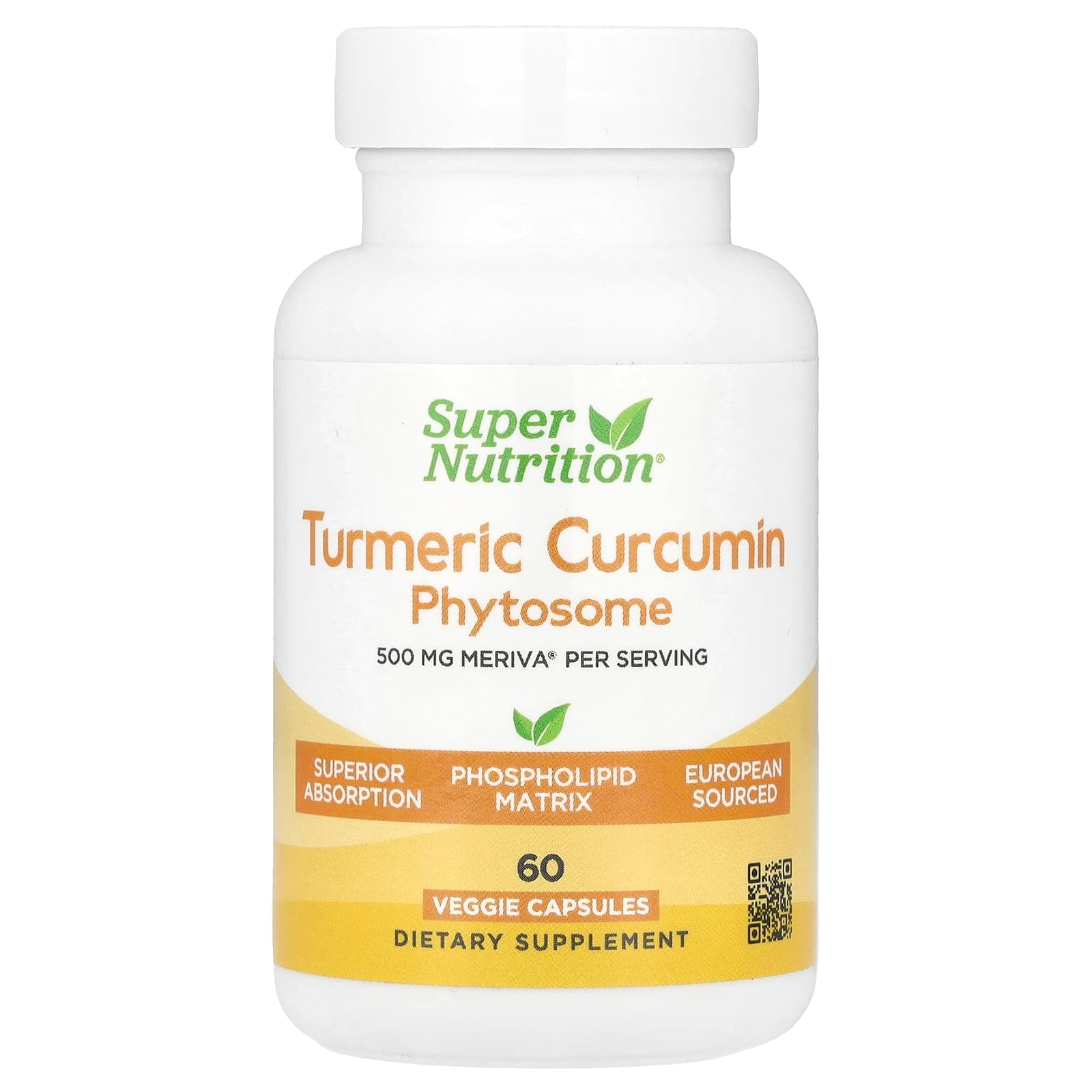 Super Nutrition Turmeric Curcumin Phytosome Meriva® 500mg 베지 캡슐 60정  SuperNutritionTurmericCurcumin