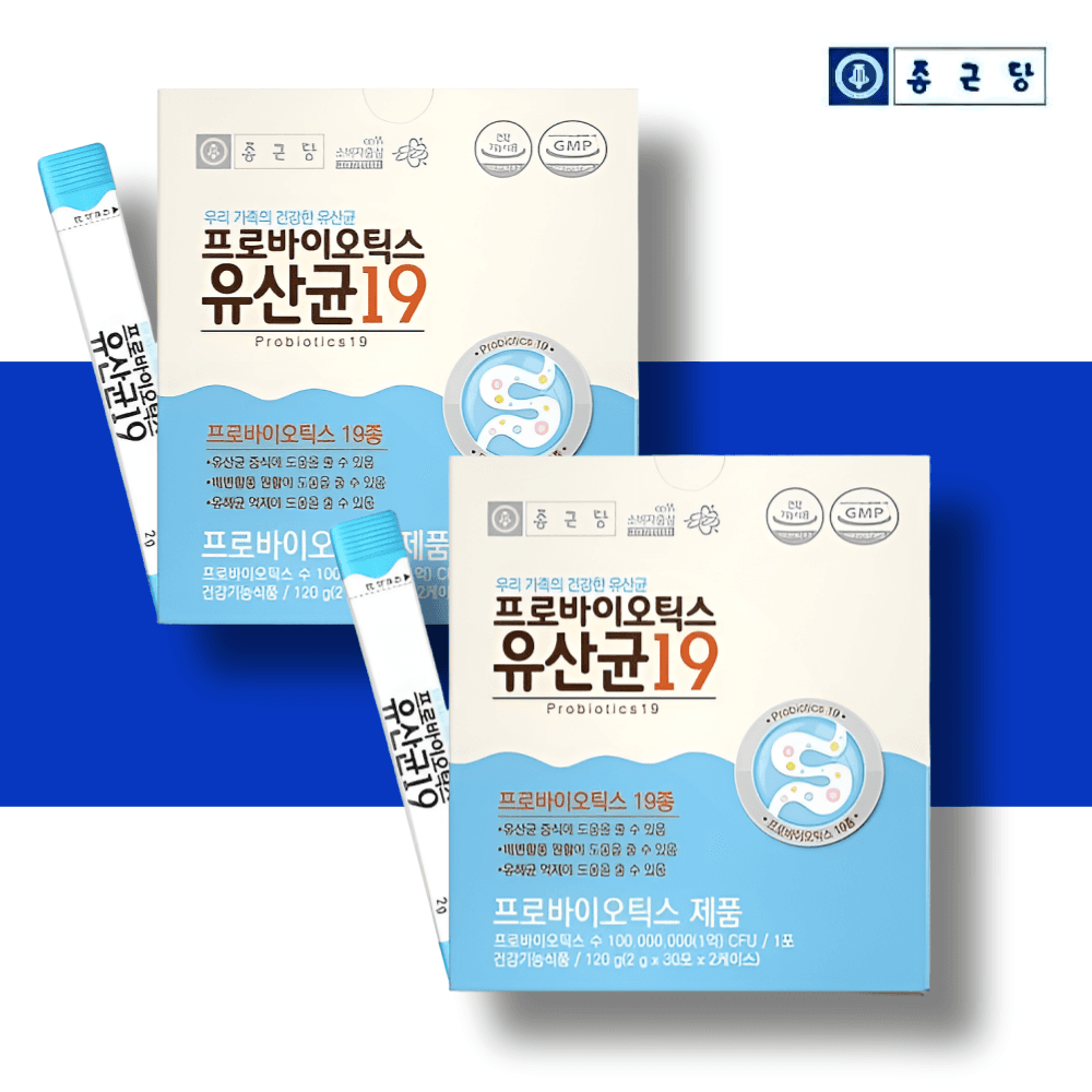 프로바이오틱스 유산균19 종근당 배변활동 원활 도움 장 건강 PREBIOTICS 2g x 30포 2박스  30회분  2개