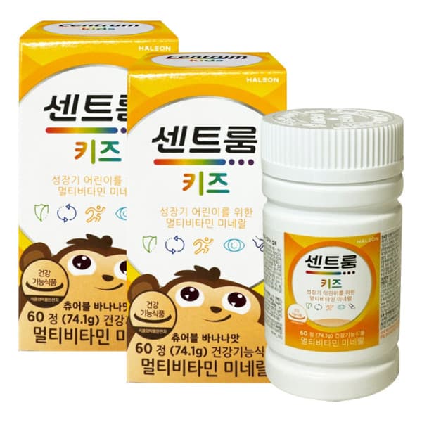 센트룸 키즈 멀티비타민 미네랄 60정 2개 츄어블 바나나맛