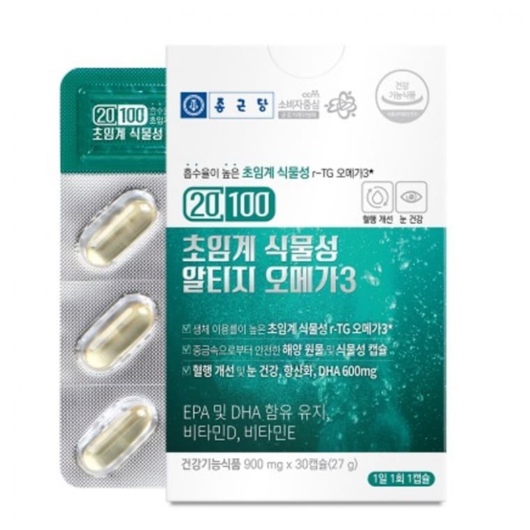 아리랑여인 종근당 20100 초임계 식물성 알티지 오메가3 900mg x 30캡슐  1정  1개