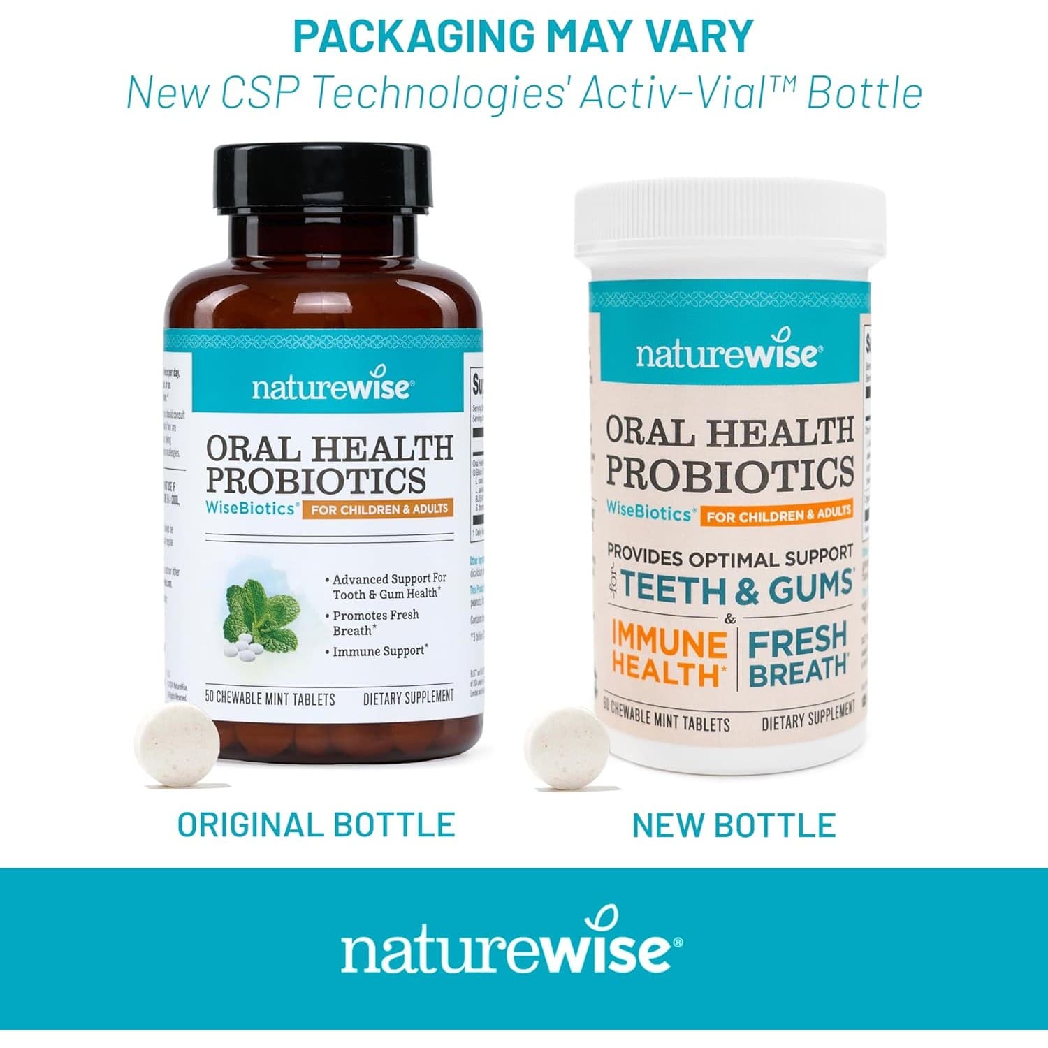 네이처와이즈 구강 건강 프로바이오틱 민트 츄어블 60정  1개