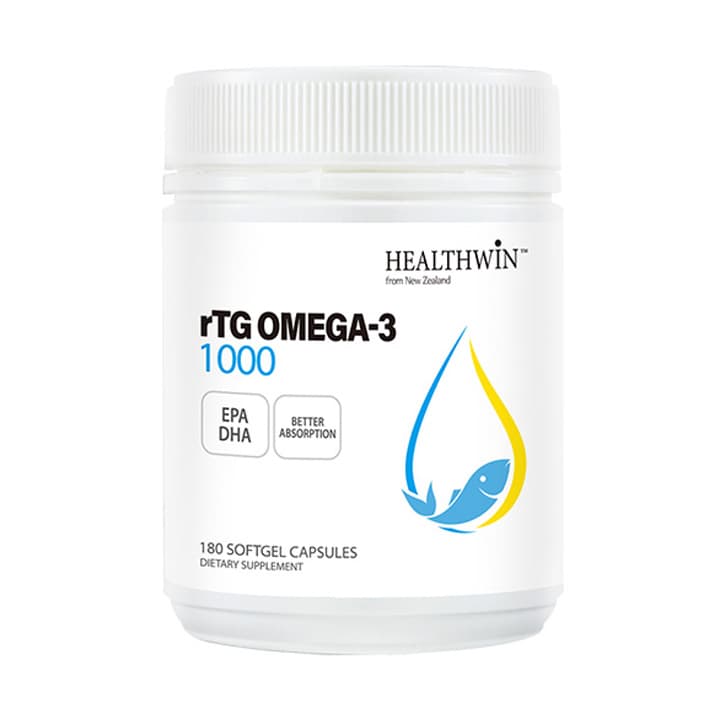 뉴질랜드 헬스윈 rTG 알티지 오메가 3 영양제 비타민 E 180캡슐 Omega3 1000mg RTG  1개  180정