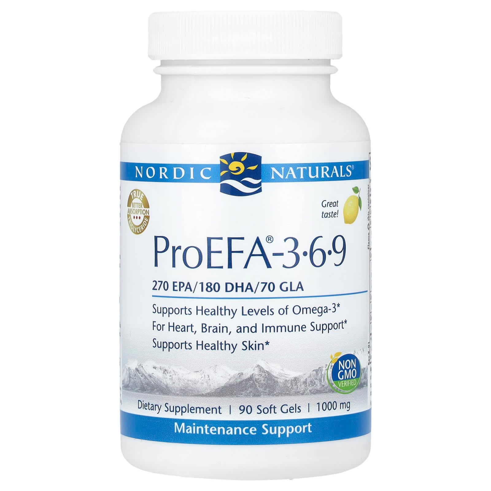 Nordic Naturals ProEFA 3-6-9 레몬맛 1000mg 소프트젤 90정  NordicNaturalsProEFA369레몬맛1000  1개