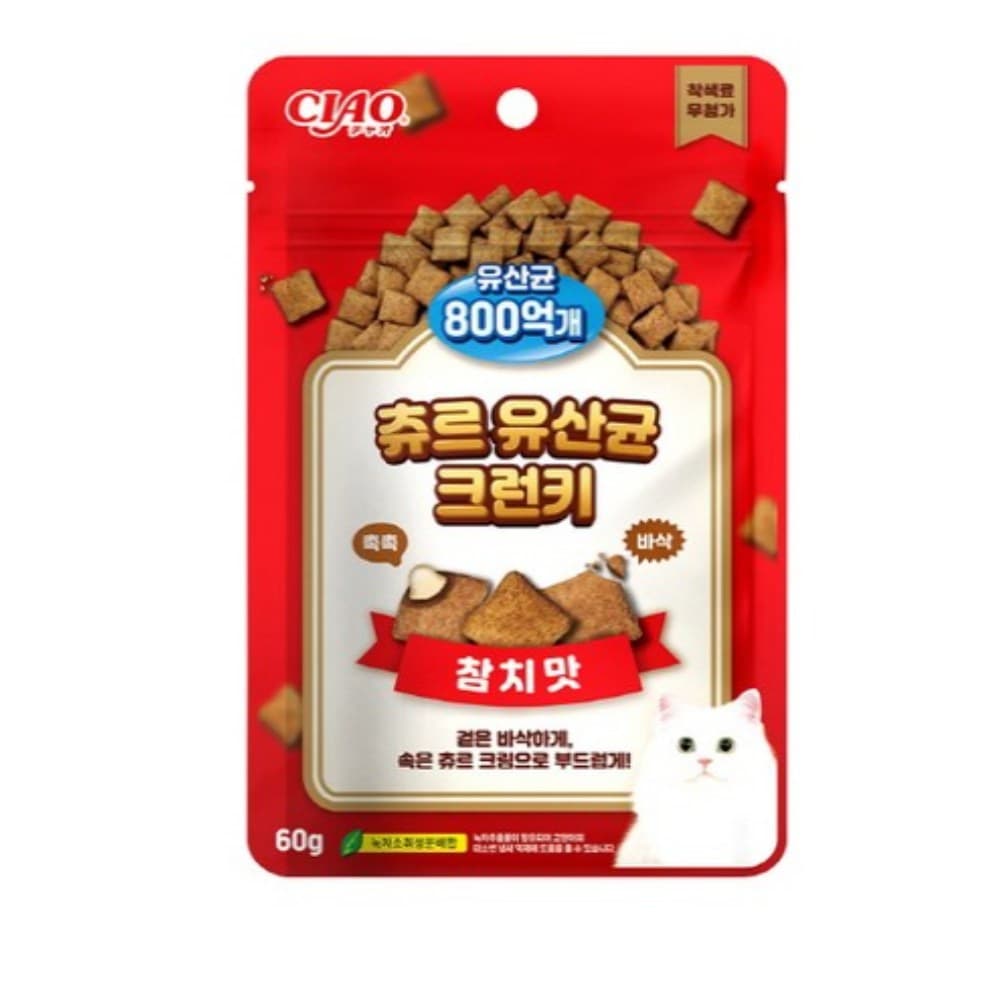 챠오츄르 고양이 츄르 유산균 크런키  Tuna참치  60g  10개