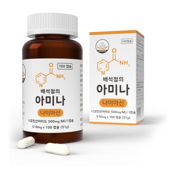 배석철의 아미나 고함량 비타민B3 나이아신아미드 500mg 배석철 교수님이 저술한 비타민B3 가이드북 증정  1개  100정