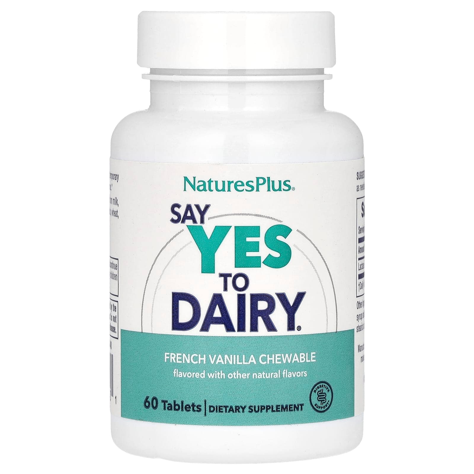 NaturesPlus Say Yes to Dairy 유제품 소화 보조제 50 츄어블 정  1개