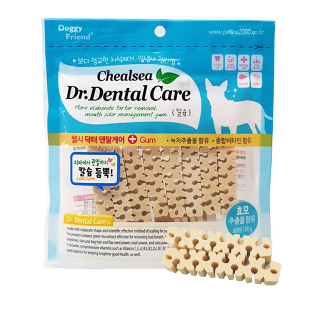 강아지껌 덴탈껌 닥터 덴탈케어 100g X 10포(칼슘5+치즈5)  10개  칼슘  치즈