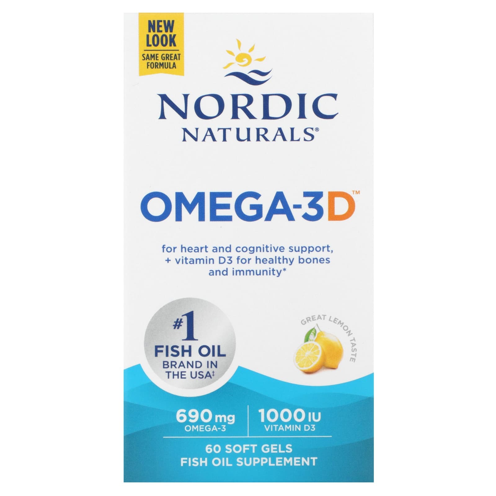 Nordic Naturals 오메가3D 레몬 소프트젤 60정  NordicNaturals오메가3D레몬소프트젤60정  1개