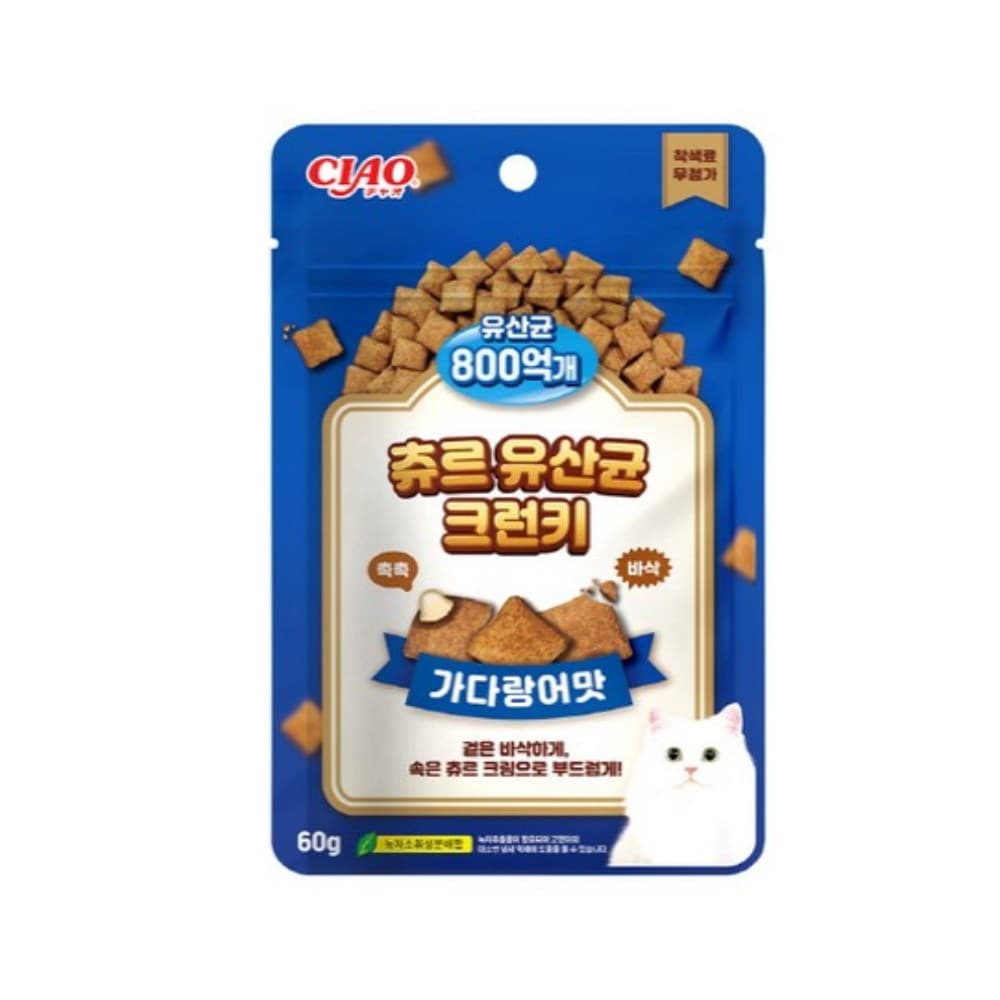 챠오츄르 고양이 츄르 유산균 크런키  Fish가다랑어  60g  10개