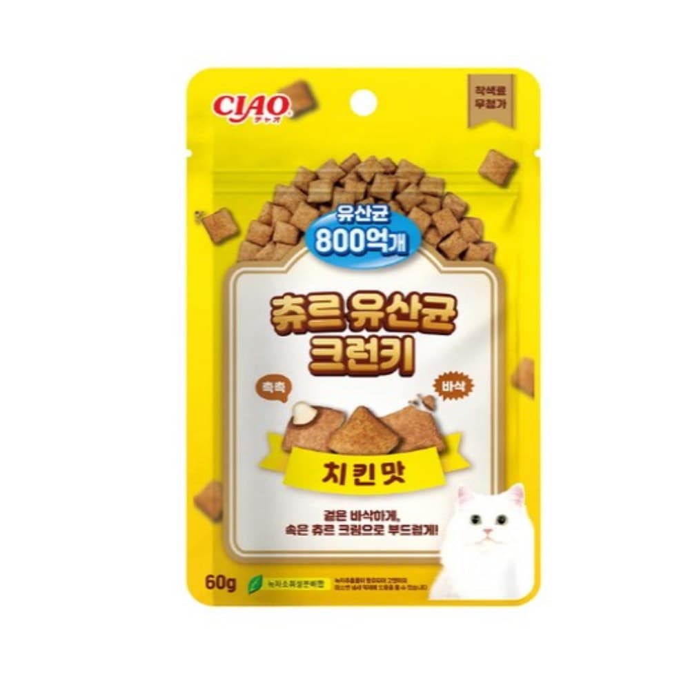 챠오츄르 고양이 츄르 유산균 크런키  Chicken치킨  60g  10개