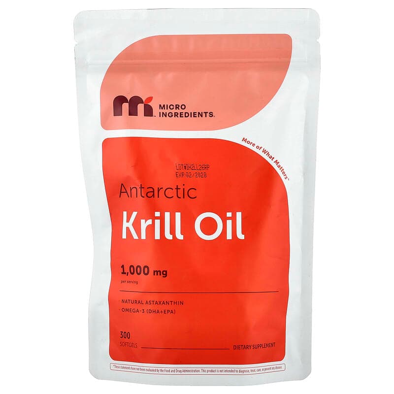 Micro Ingredients 마이크로 인그리디언츠 앤타틱 크릴 오일 1000 mg  1개  300정