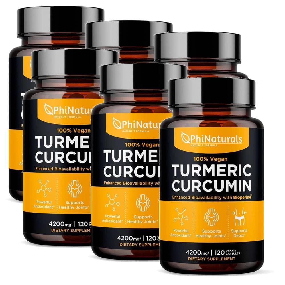 파이내추럴 터메릭 커큐민 블랙페퍼 서플리먼트 4200mg 캡슐 PhiNaturals Turmuric Curcumin  6개  120정