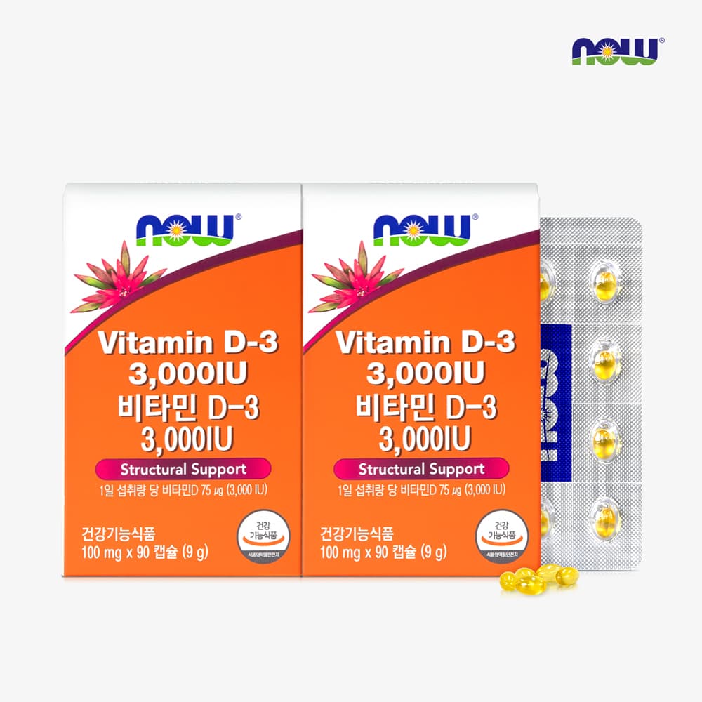 나우푸드 비타민D3 3000IU 90캡슐, 2개