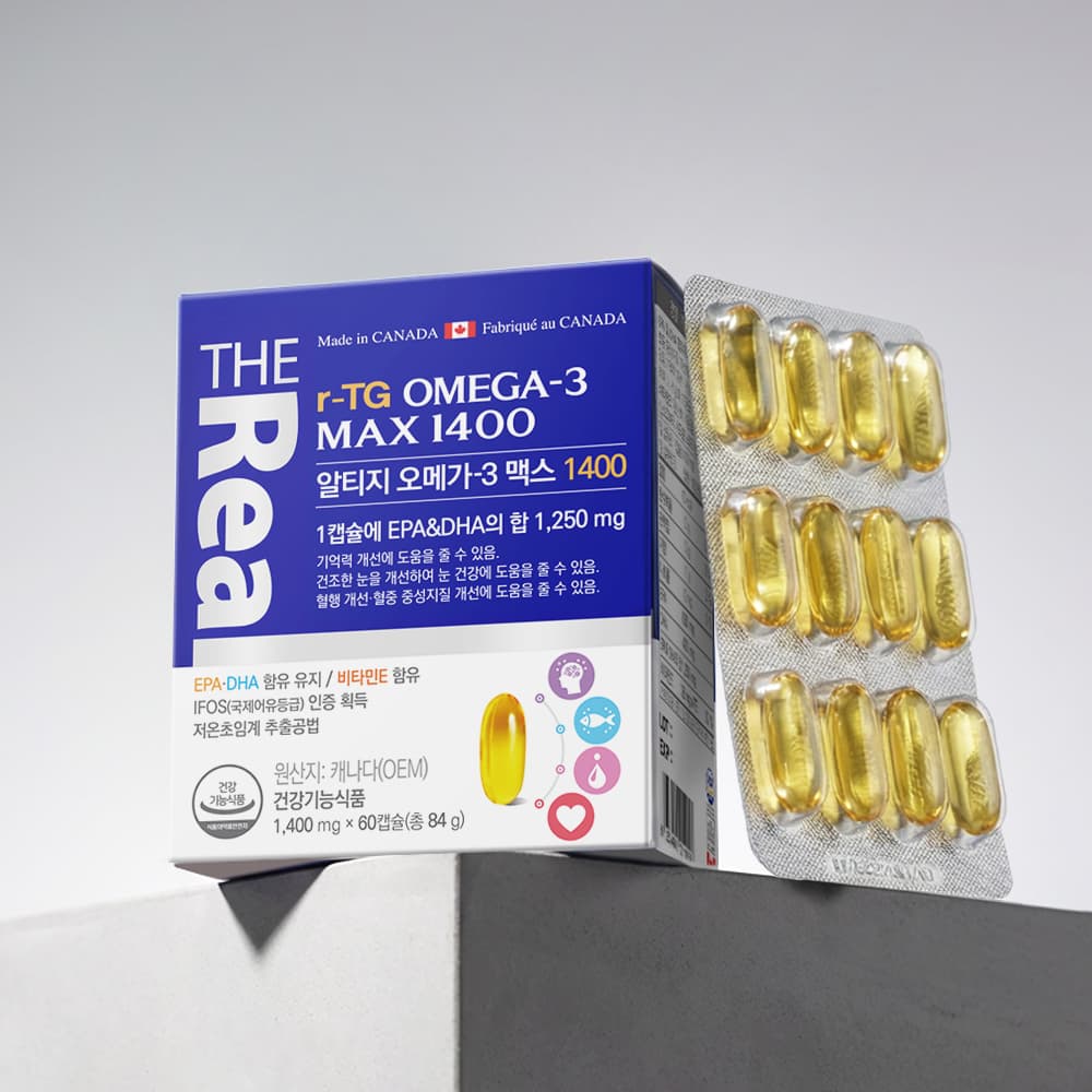 2개월분 더리얼 저온초임계 알티지 EPA DHA rTG 오메가3 맥스 1400 캐나다