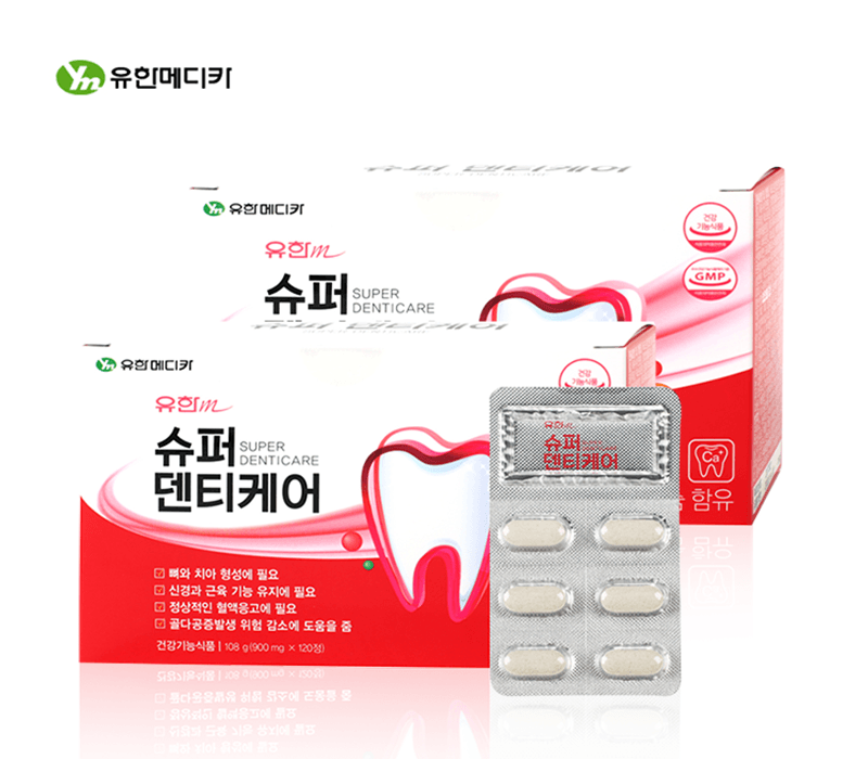 유한메디카 슈퍼덴티케어 뼈 치아 영양제 어골칼슘 해조 칼슘 영양제 120정, 2개