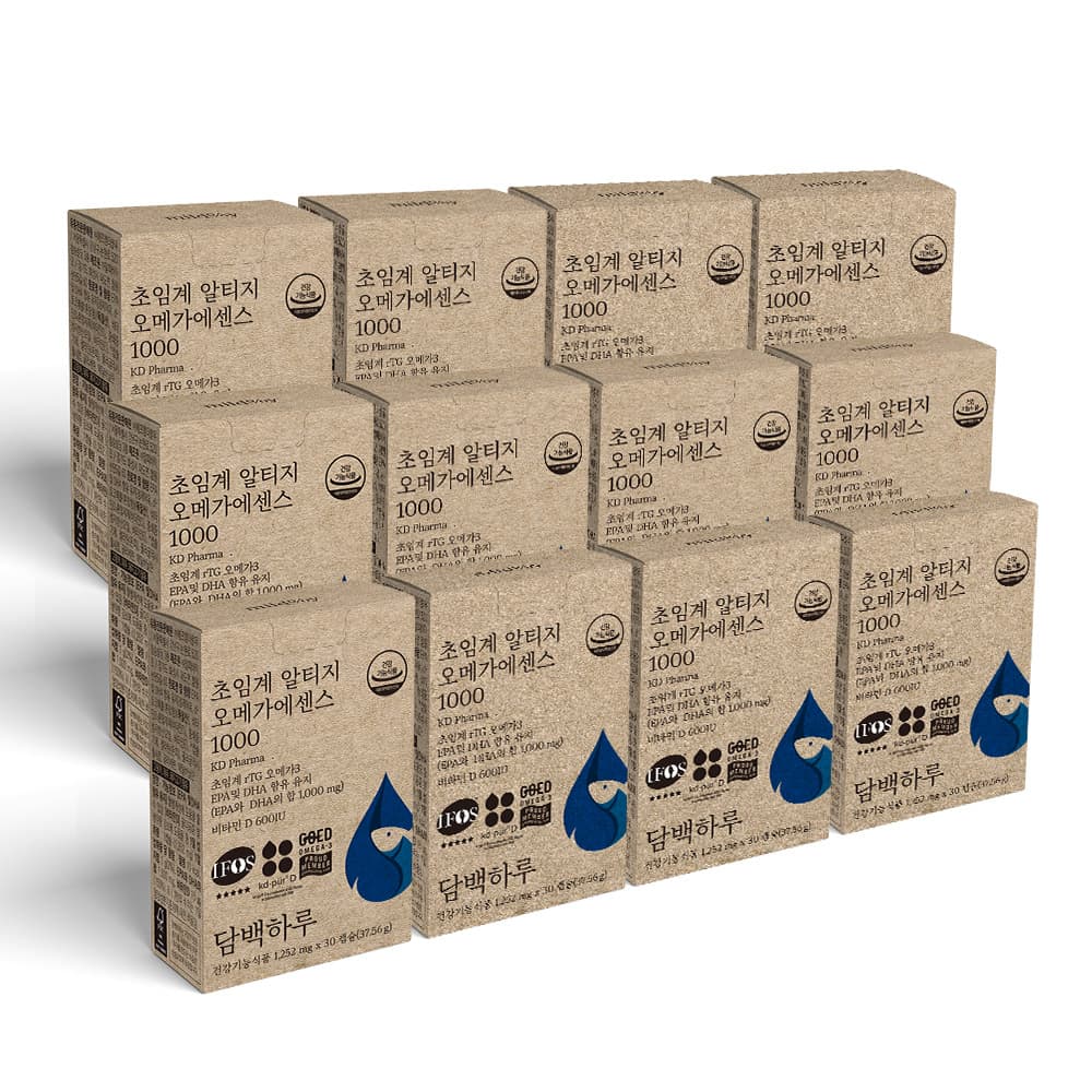 담백하루 초임계 알티지 오메가3 1000 360캡슐 12개월 12박스 비타민D600IU 에센스