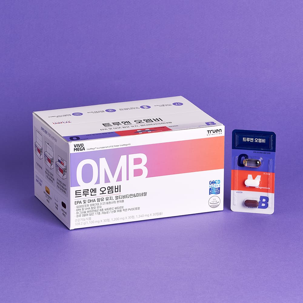 트루엔 오엠비 오마비 알티지RTG 오메가3 마그네슘 멀티비타민B 1개월분 30캡슐, 1개