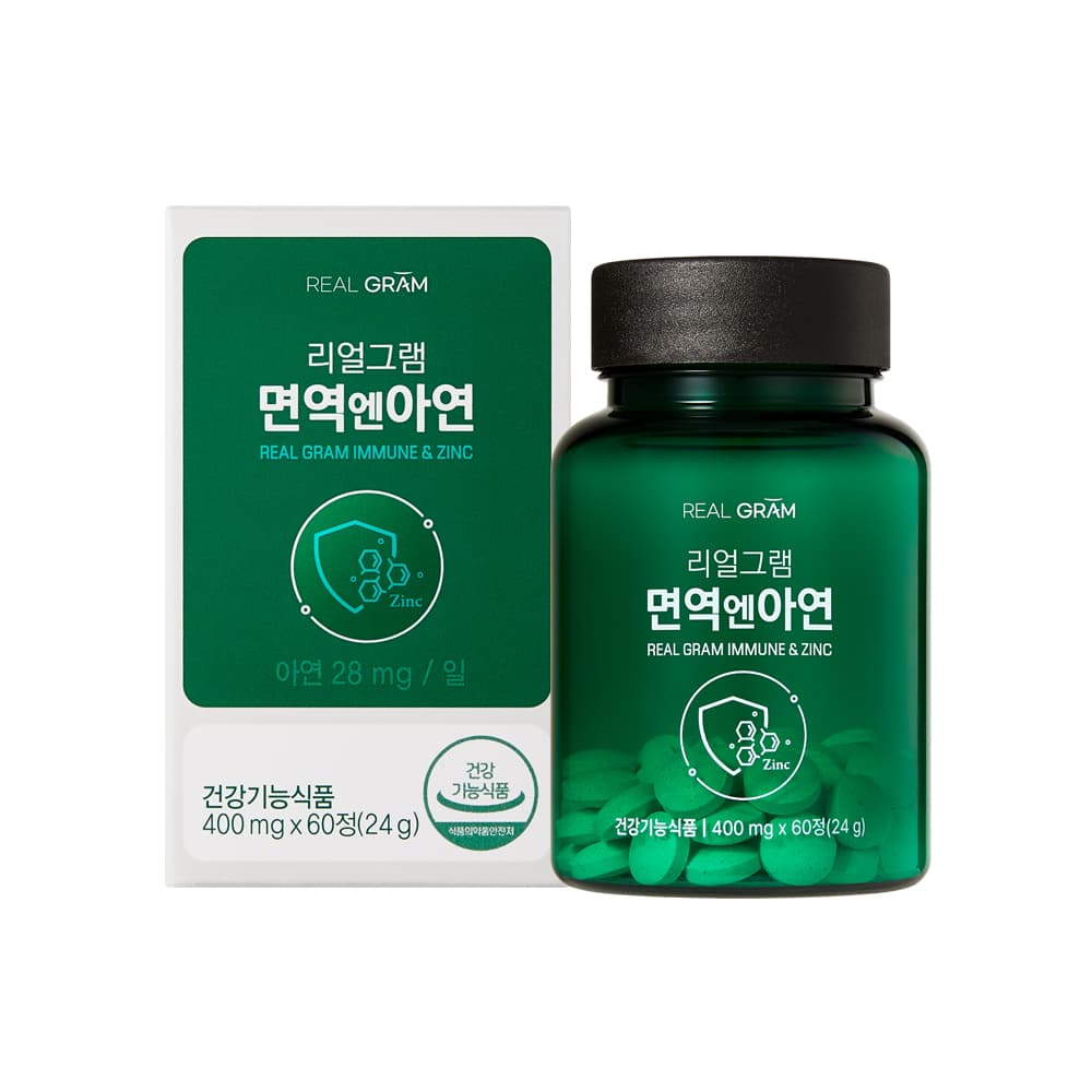 [리얼그램] 면역엔아연 면역력 건강기능식품 고함량 400mg 60정, 1개