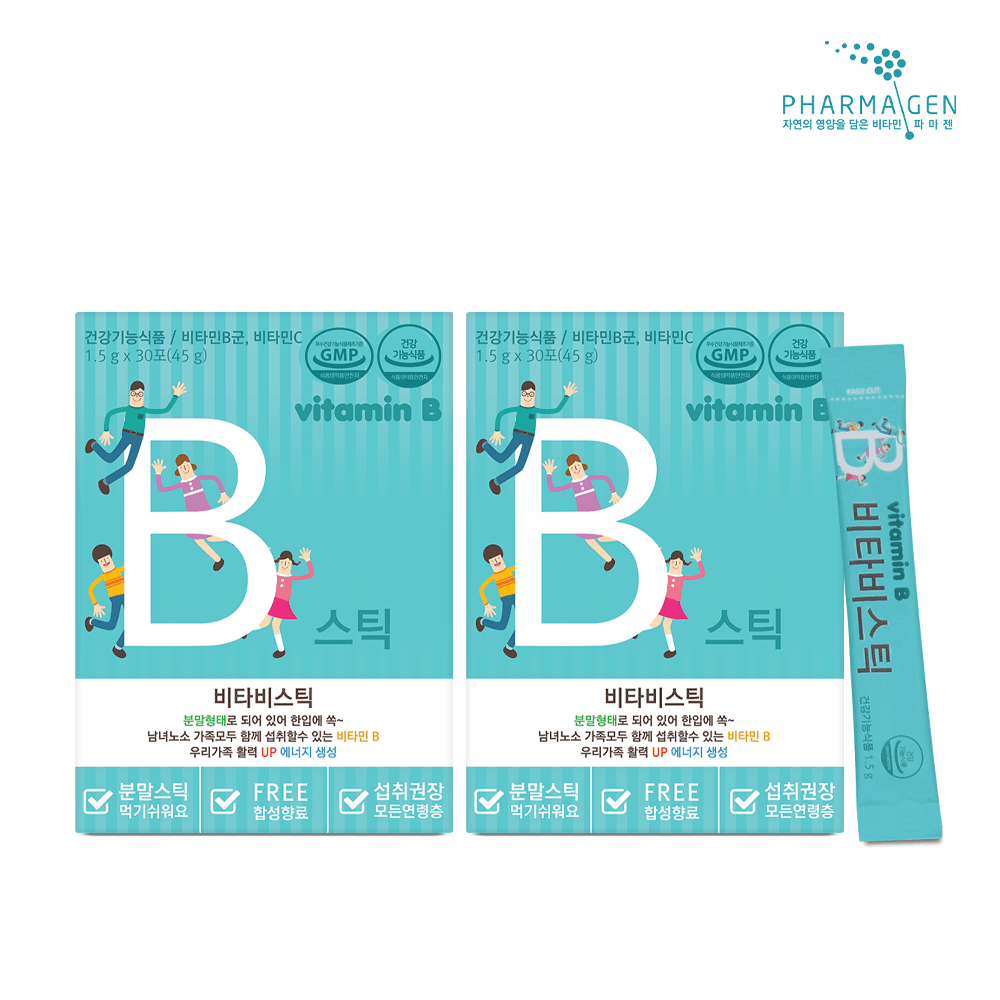 [1+1] 파마젠 비타B스틱 B1 B2 B6 B12 비타민B군 비군 가루 분말 키즈 어린이