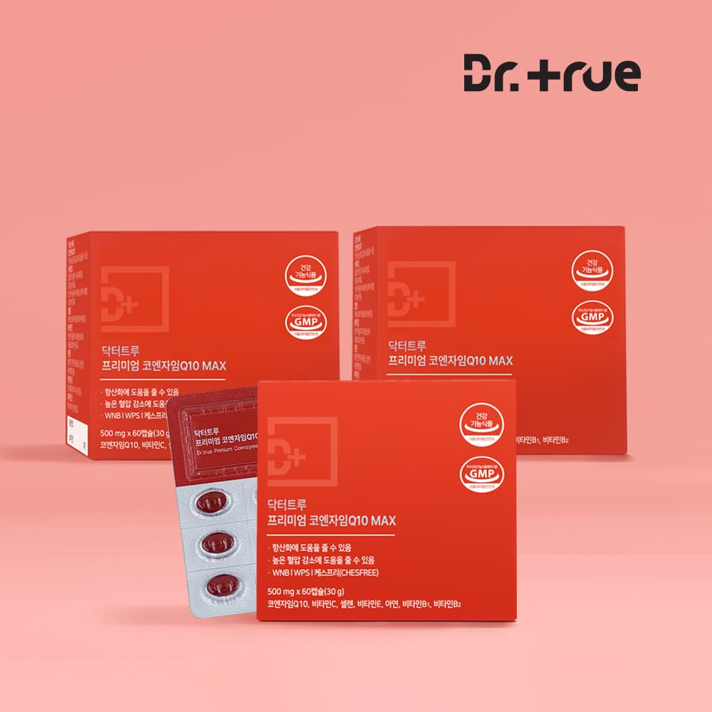 닥터트루 코엔자임 Q10 코큐텐 높은 혈압 항산화 남성 여성 영양제 60캡슐, 3개