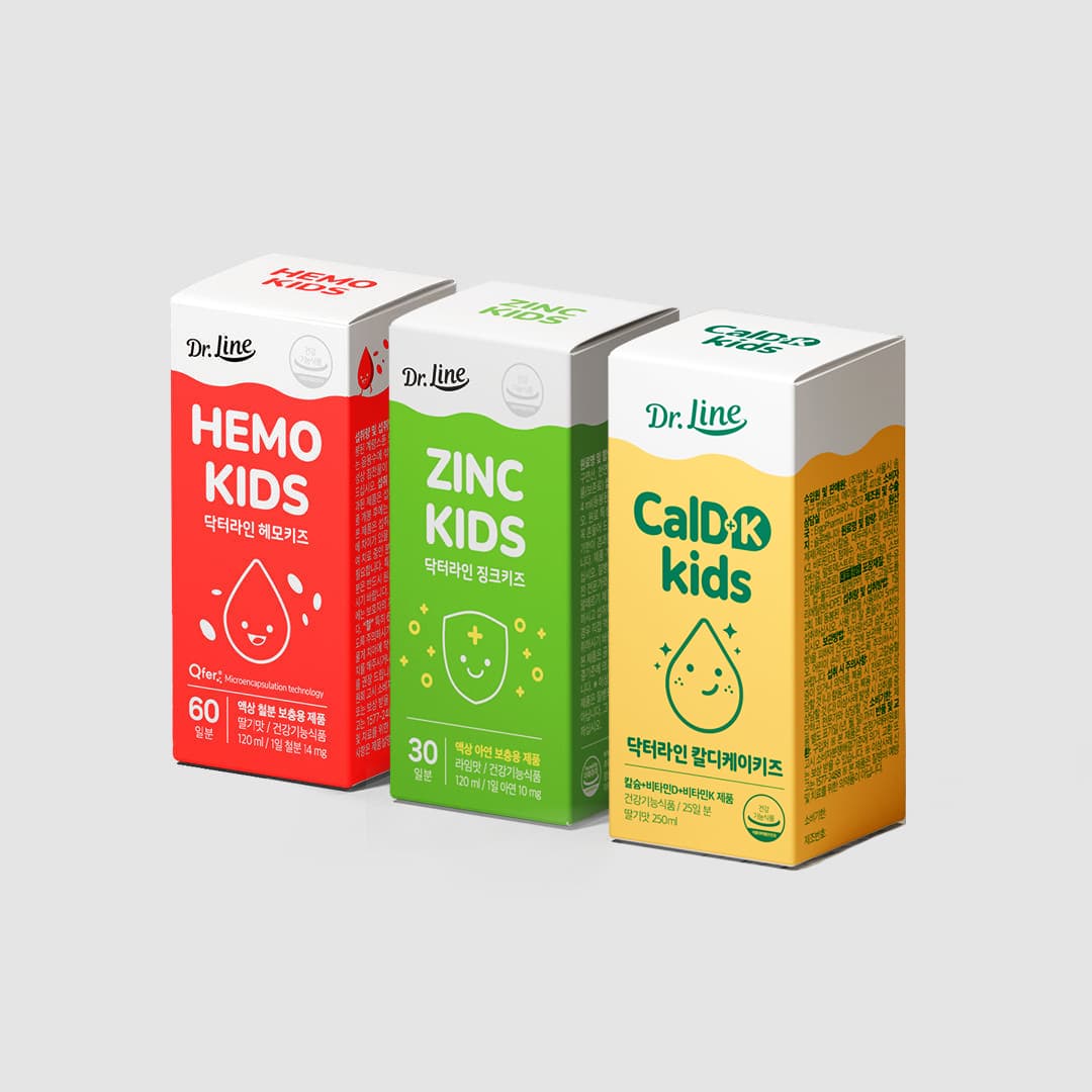 [유소아 패키지] 닥터라인 헤모키즈+징크키즈+칼디케이키즈 아기철분제 칼슘 아연