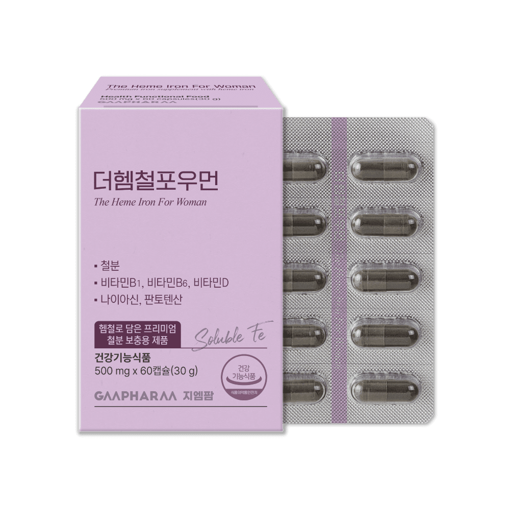 더 헴철 포 우먼 임산부 철분제 가용성 철분 영양제 60캡슐, 1개