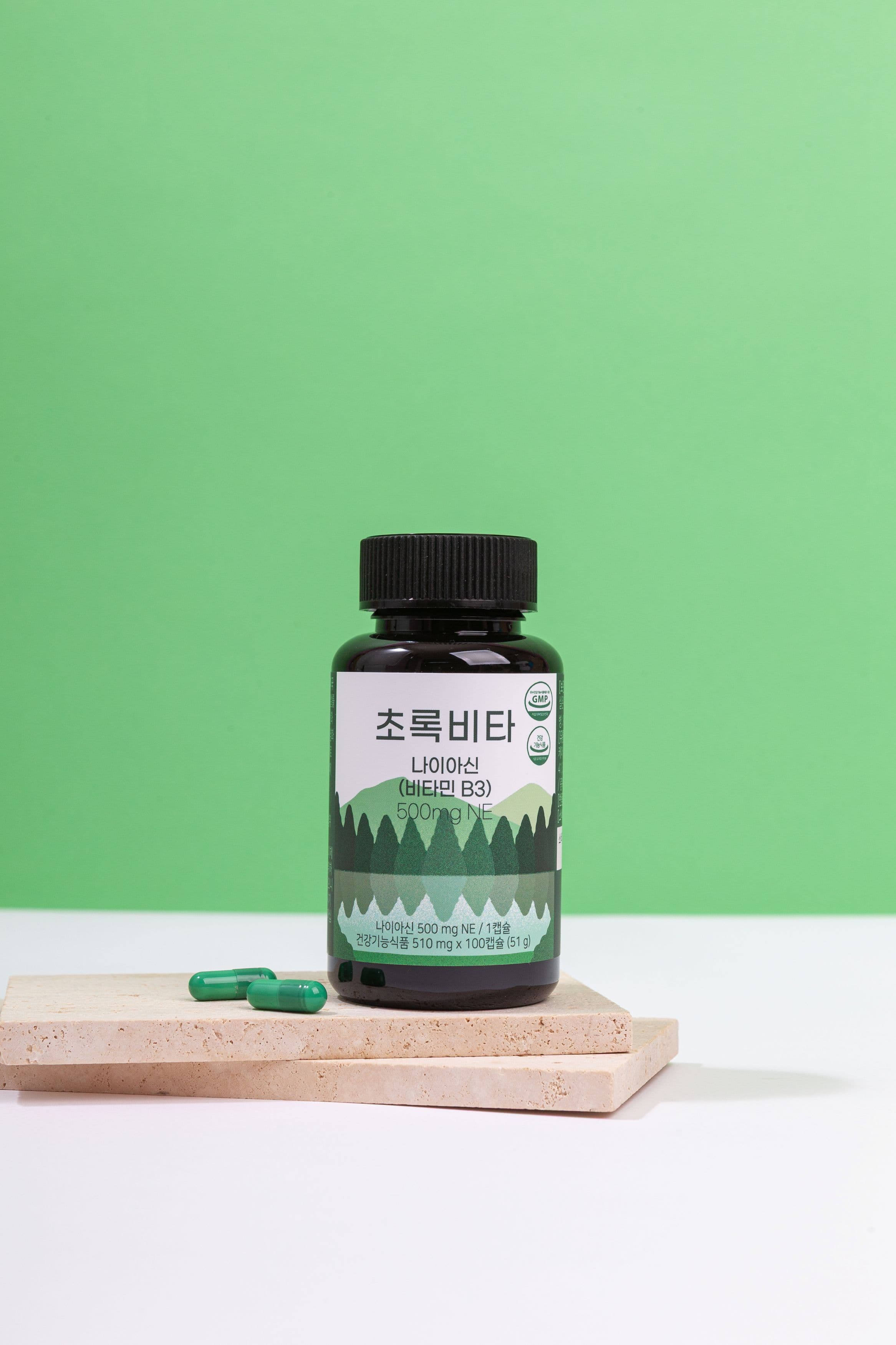 초록비타 고용량 비타민B3 500mg (미국산 니코틴산아미드) 100캡슐, 1개