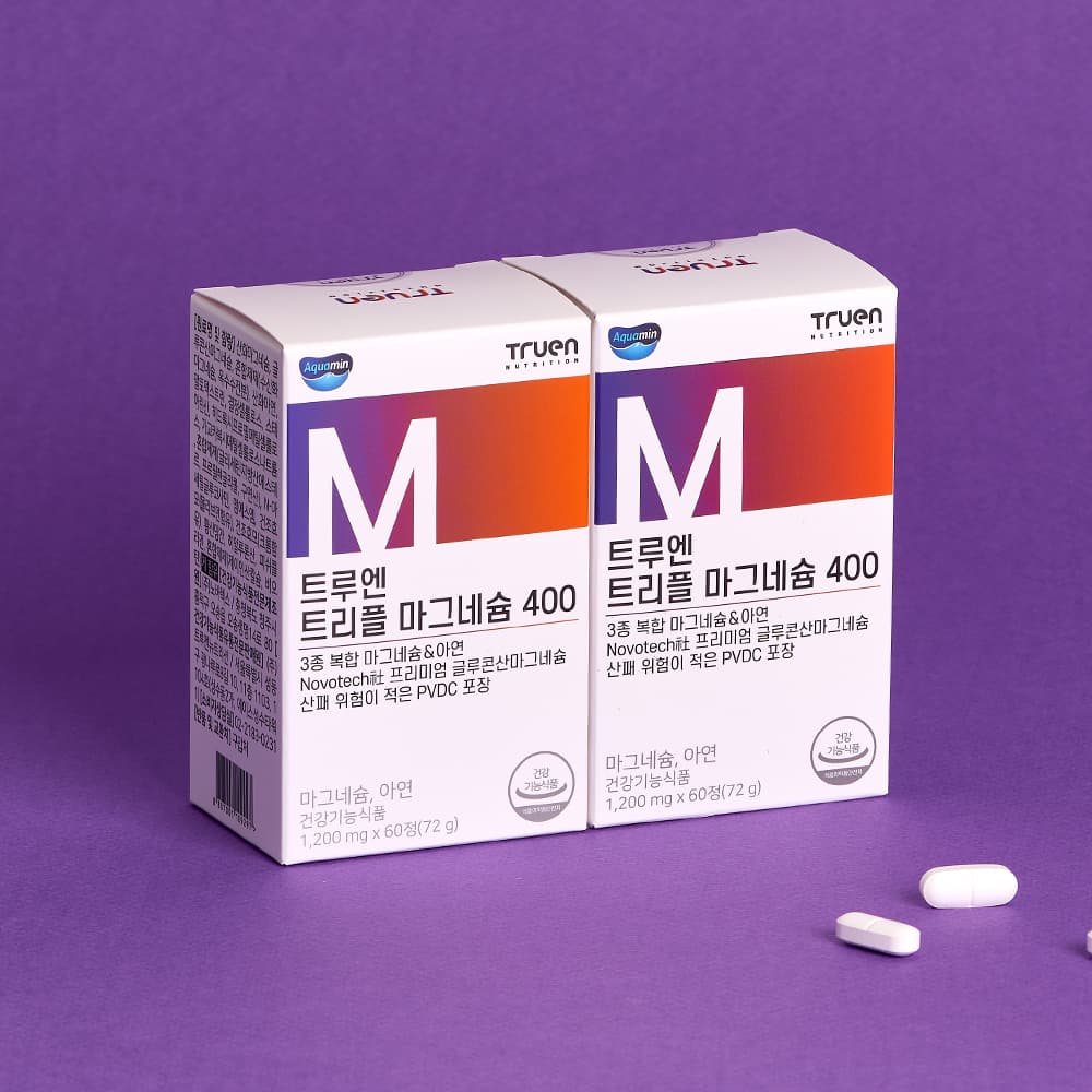 트루엔 트리플 마그네슘 400 아연 영양제 글루콘산 산화 아쿠아민 60정, 2개